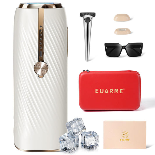 EUARNE Laser Hair Removal for Women and Men, IPL Laser Hair Removal Painless, Permanent, at-Home Use Facial Hair Removal for Women, Dual Lights, Effective in 2 Weeks, Storage Bag for Travel