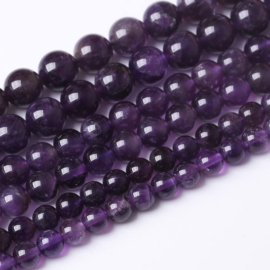45PCS 8MM Beads Natural Amethyst Stone Round Loose Beads Gemstones for Jewelry Making DIY 15Inches
