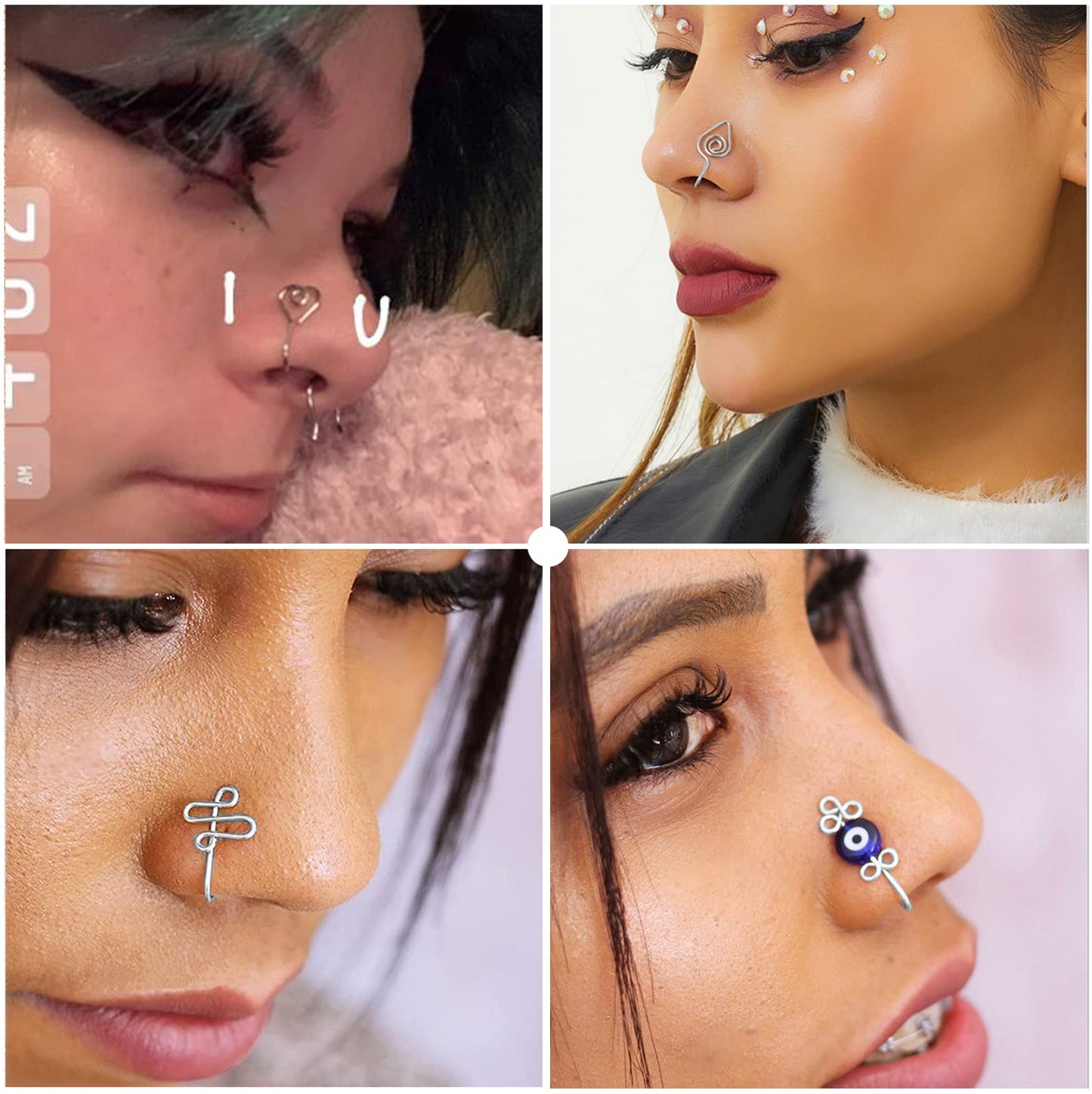 VitaCool Fake Nose Ring Hoop Magnetic Fake Septum Nose Ring Stud Faux Non Piercing Nose Cuffs for Non Pierced Jewelry for Women Men