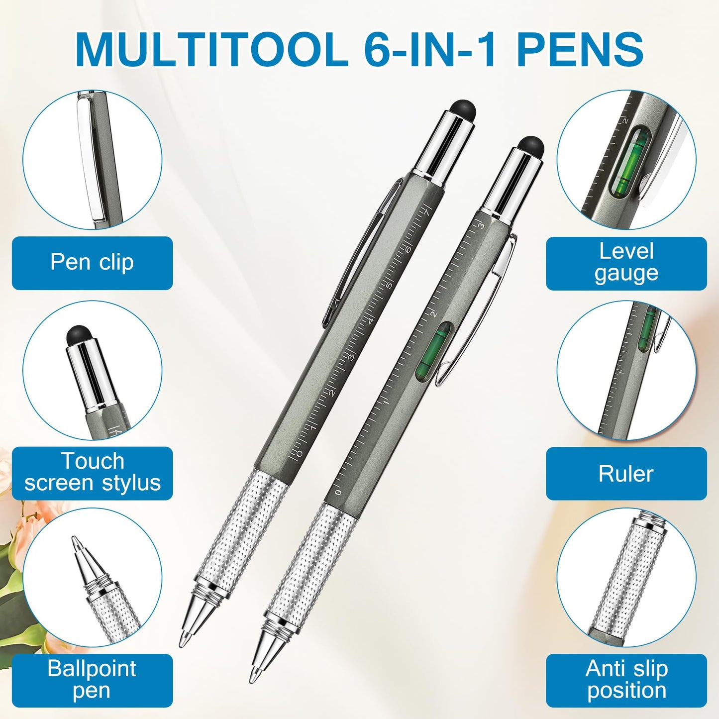 24 Sets 6 in 1 Multi Tool Pen Credit Card Tool Father Day Man of God Gift Christian Church Gifts for Men Bulk Bible Verse Bookmarks Screwdriver Pen Multi Tool Pens for Christian Father Coworker