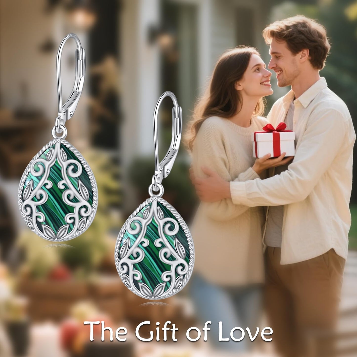 Malachite Dangle Earrings for Women 925 Sterling Silver Malachite Dangle Drop Filigree Teardrop Earrings Jewelry Gifts for Women