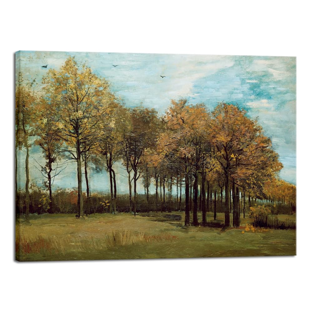 Wieco Art Canvas Prints Autumn Landscape 1885 by Vincent Van Gogh Art Famous Paintings Reproduction Tree Forest Pictures Artwork Wall Art for Home Decor and Wall Decorations
