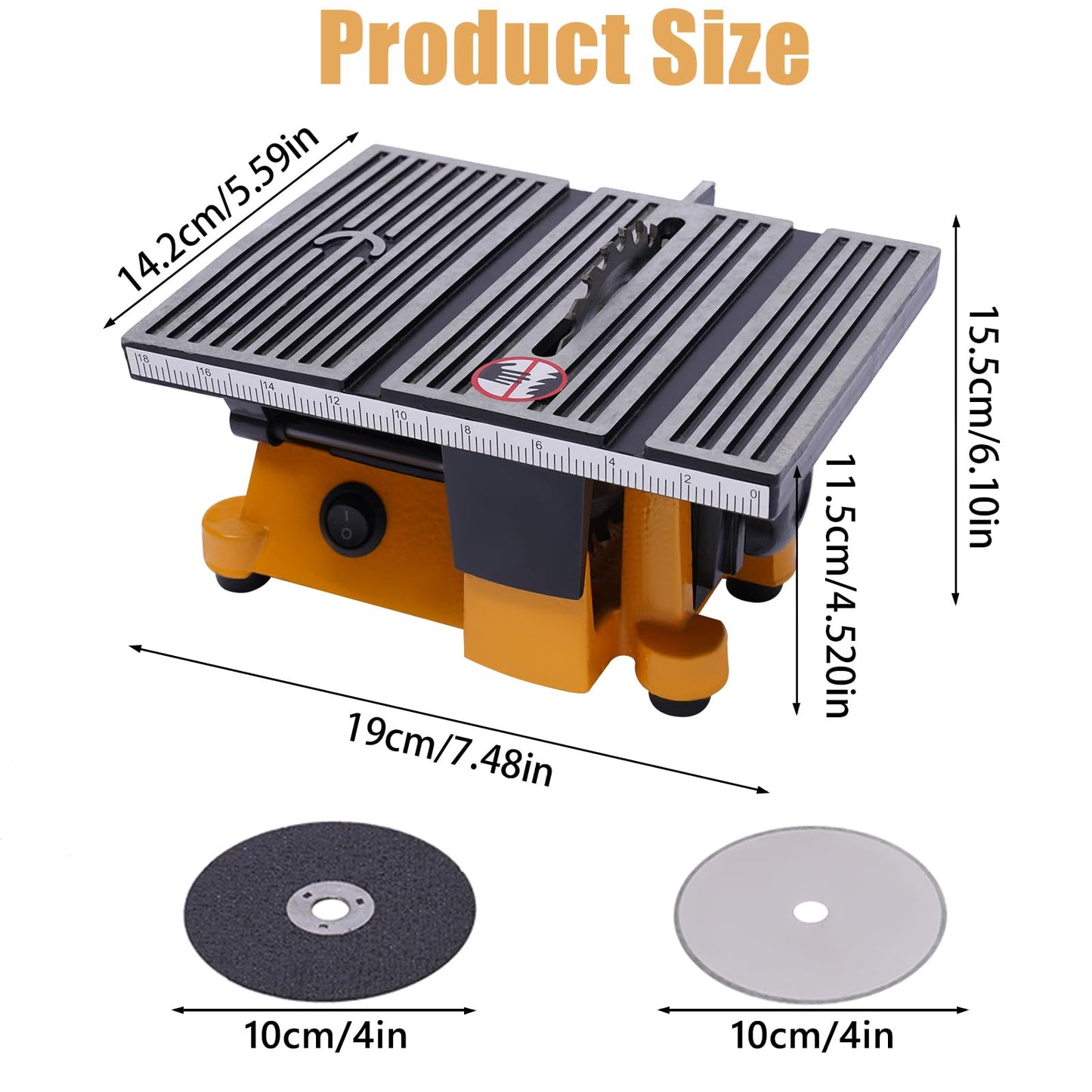 CheriMuMu Mini Portable Table Saw, Miter Table Saw Bench Electric Cutting Machine Multifunctional Desktop Saws with 3 Blades for DIY Handmade Wooden Model Crafts, Metal, Ceramic Tile, Glass