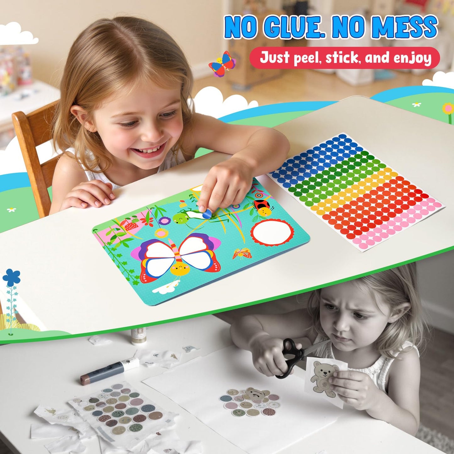 JoyCat 12 Pack Dot Art Craft Kits for Kids Party Favors, Mess-Free Dot Sticker Activity Set with 2400+ Stickers & Goodie Bags, Classroom Prizes, Treasure Box Toys, Goodie Bag Stuffers Ages 3-8