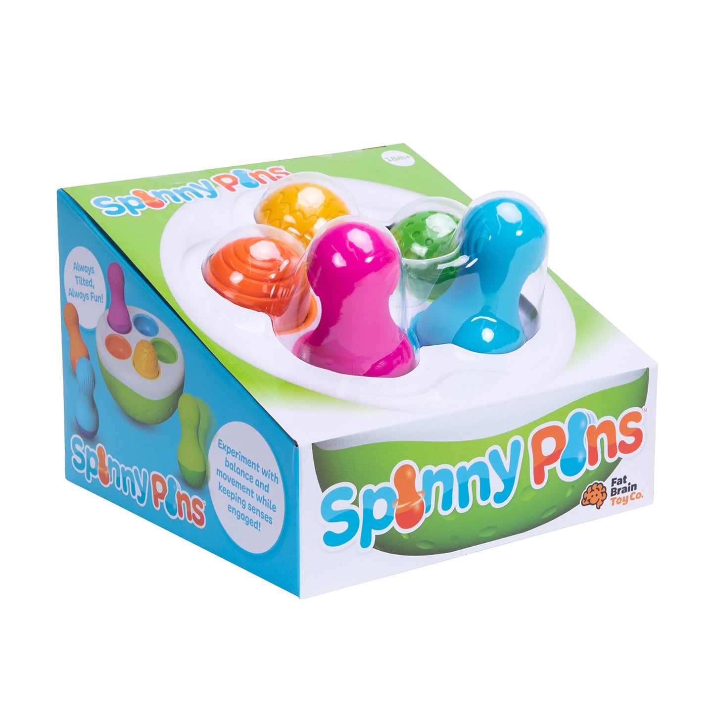 Fat Brain Toys F248 Fat Brain SpinnyPins, Kids Preschool, Spinning and Sorting Building Sets, Early Development Toy for Babies Aged 18 Months and Older, Multicoloured