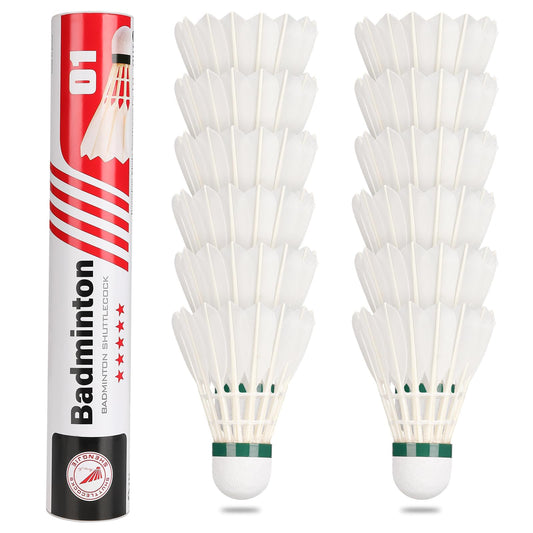Philonext Goose Feather Badminton Shuttlecocks Birdies, 12 Pack Hight Speed Training Badminton Balls with Great Stability for Indoor Outdoor