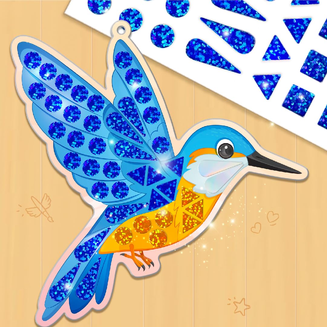 Imagimake Mirror Mosaic - Animals & Birds | 10 Templates, 950+ Stickers | DIY Dot Art Set | Craft Kits for Boys Ages 3-5 | Mess Free Kids Travel Activities | 3,4,5,6,7 Year Old Girl Birthday Gift
