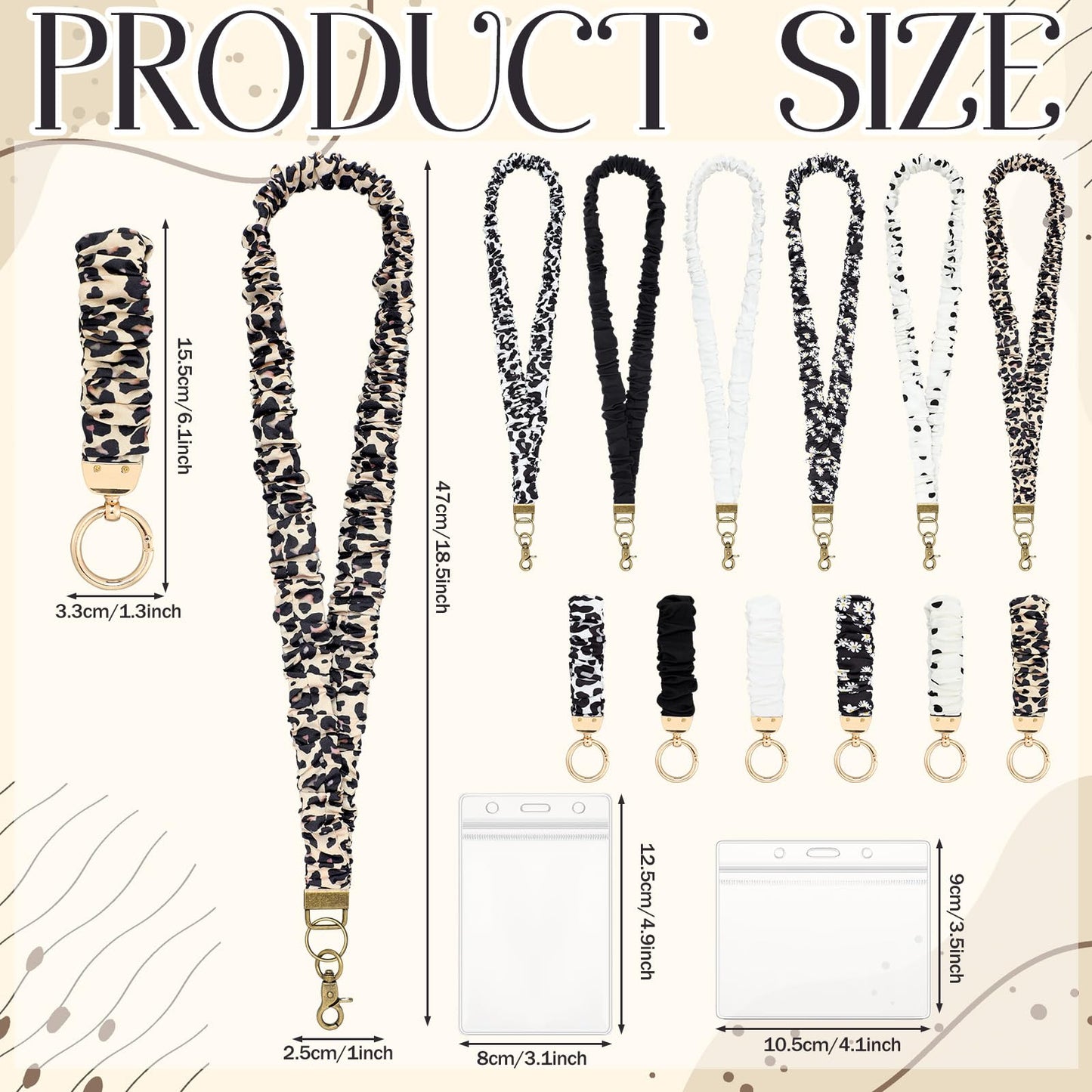 YooNotee 12 Sets Teacher Gifts Scrunchie Lanyard Bulk with 12 ID Card Holders, Neck Wrist Satin Lanyard for ID Badges Keys, Clip Closure Keychain for Teacher Nurse Office Staff Thank You Gift
