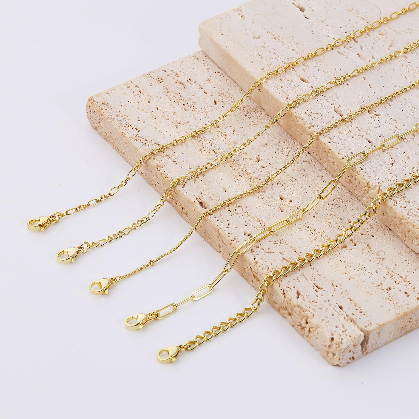DEARMAY 14K Gold Plated Bracelets for Women, Jewelry Sets Trendy Dainty Stackable Paperclip Rope Snake Box Figaro Chain Bracelets Pack Costume Fashion Gifts
