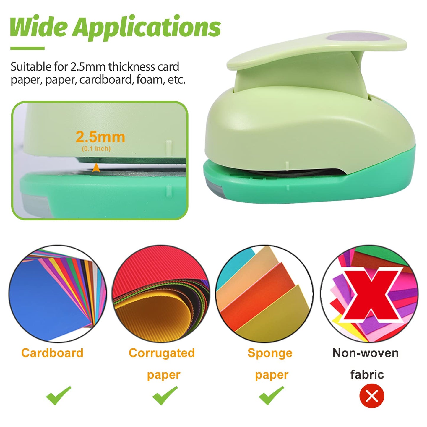 UCEC Circle Punch Craft Hole Punch for Paper Crafting, 5 Different Size Circle Cutters Hole Punches for Paper Crafts, Cardstock, Gift Wrapping, Cards, Scrapbooks 3/8 5/8 1 1.5 2 Inch Round Puncher Set
