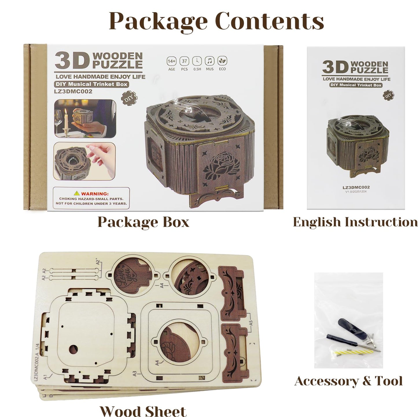 3D Wooden Puzzles for Adults, Mechanical Music Treasure Ring Box, DIY Wooden Puzzle Hobbies DIY Wooden Model Kits for Adults to Build, Hobbies for Adults Women Men, Home Decor Gift for Anniversary