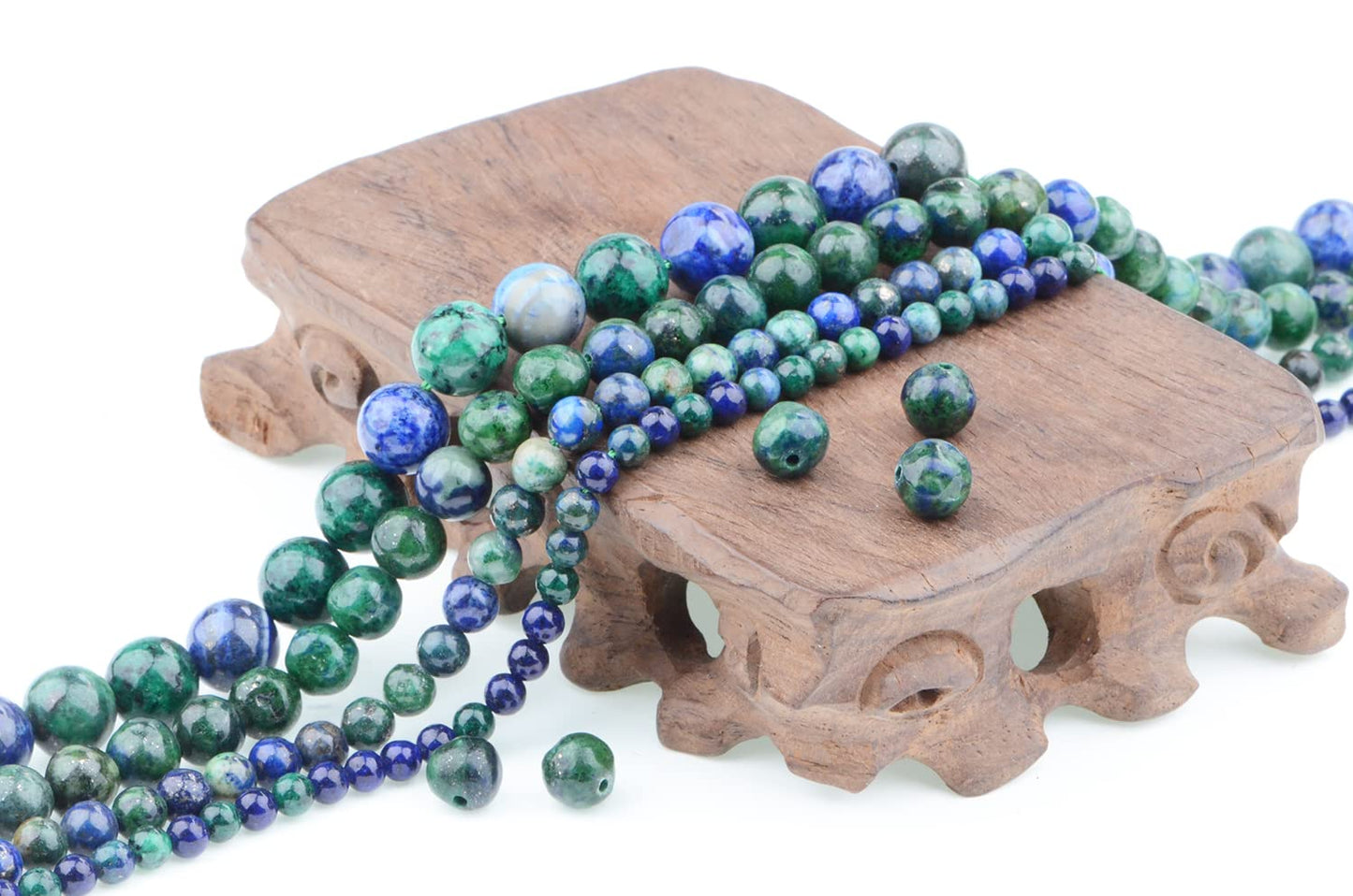 Bymitel 90 pcs Genuine Real Round Loose Stone Beads Gemstone Spacers for Charm DIY Jewelry Making 15.5" per Strand 4mm (Lapis Lazuli Chrysocolla, 4mm)