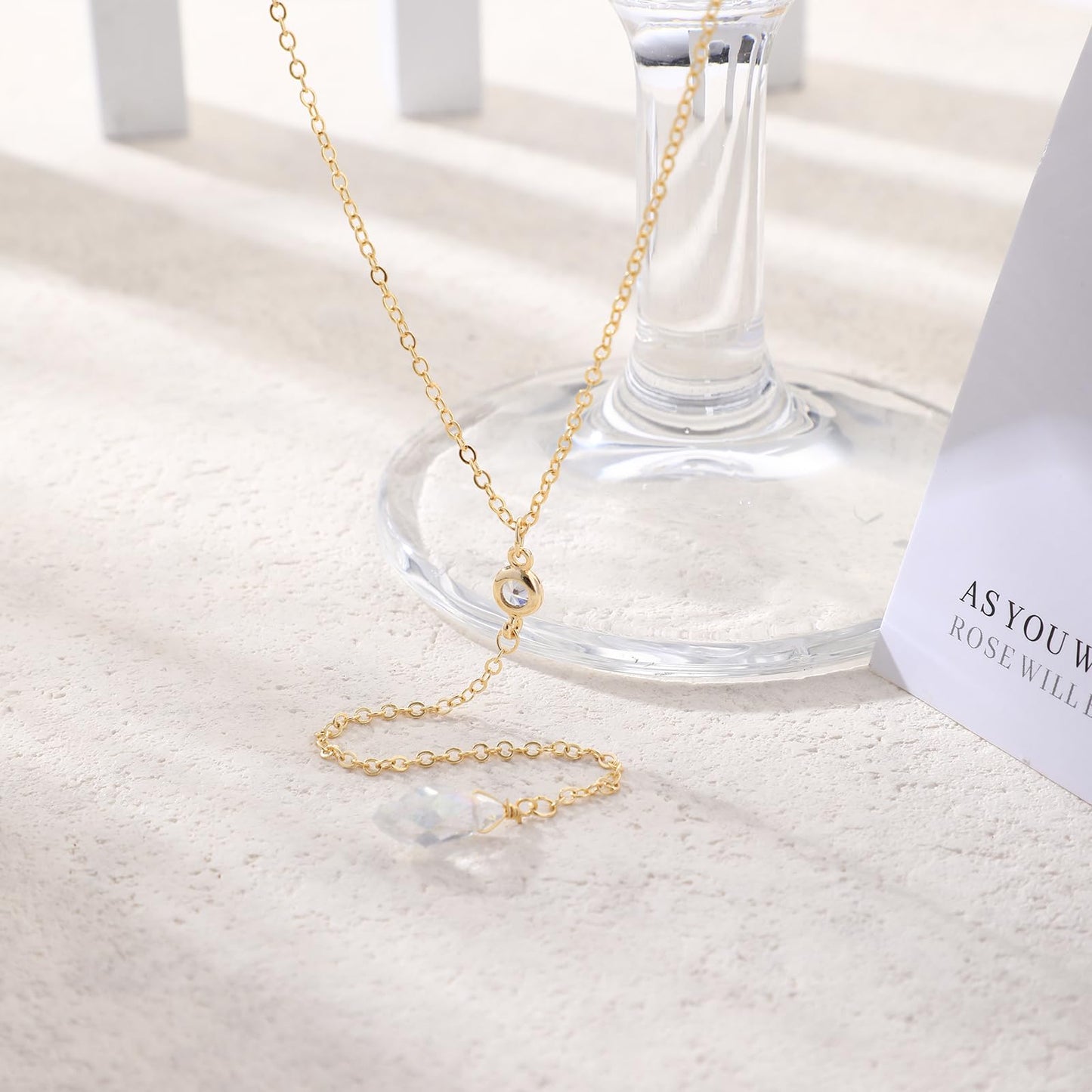 Pancert Gold Necklace for Women, Dainty Long Necklace 14k Gold Plated/Silver Y-Shaped Pendant Necklace Trendy Cz Beaded Chain Lip chain Drop Necklaces for Women Gift Jewelry
