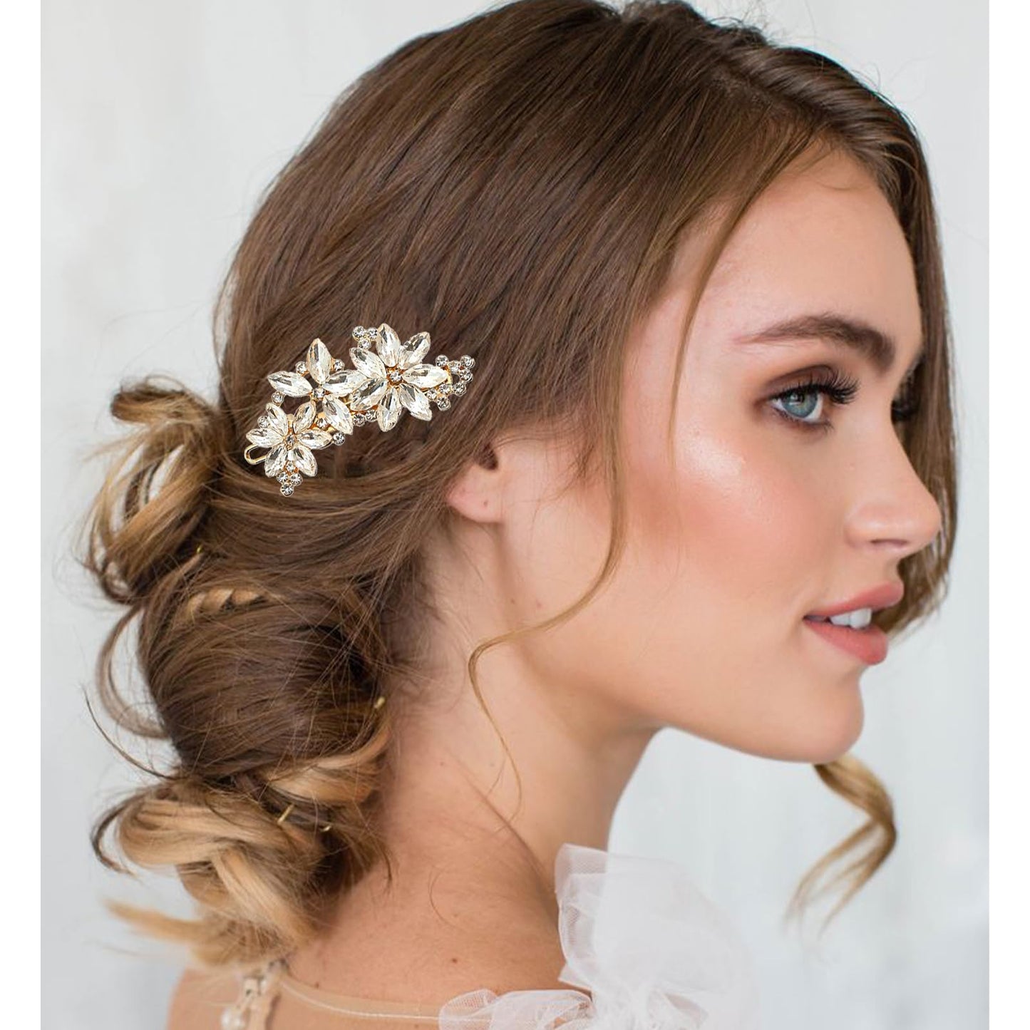 4 Pcs Rhinestone Hair Clips for Women Hair Barrettes Gold Hair Accessories Bridal for Wedding Party Everyday