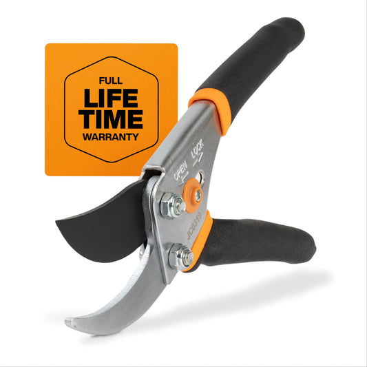 Fiskars Bypass Pruning Shears, 5/8" Cut Capacity Gardening Scissors, Self-Cleaning Sap Groove Prevents Sticking, Non-Slip Grip for Cutting Stems & Branches, Sharp Steel Blades w/ Low-Friction Coating