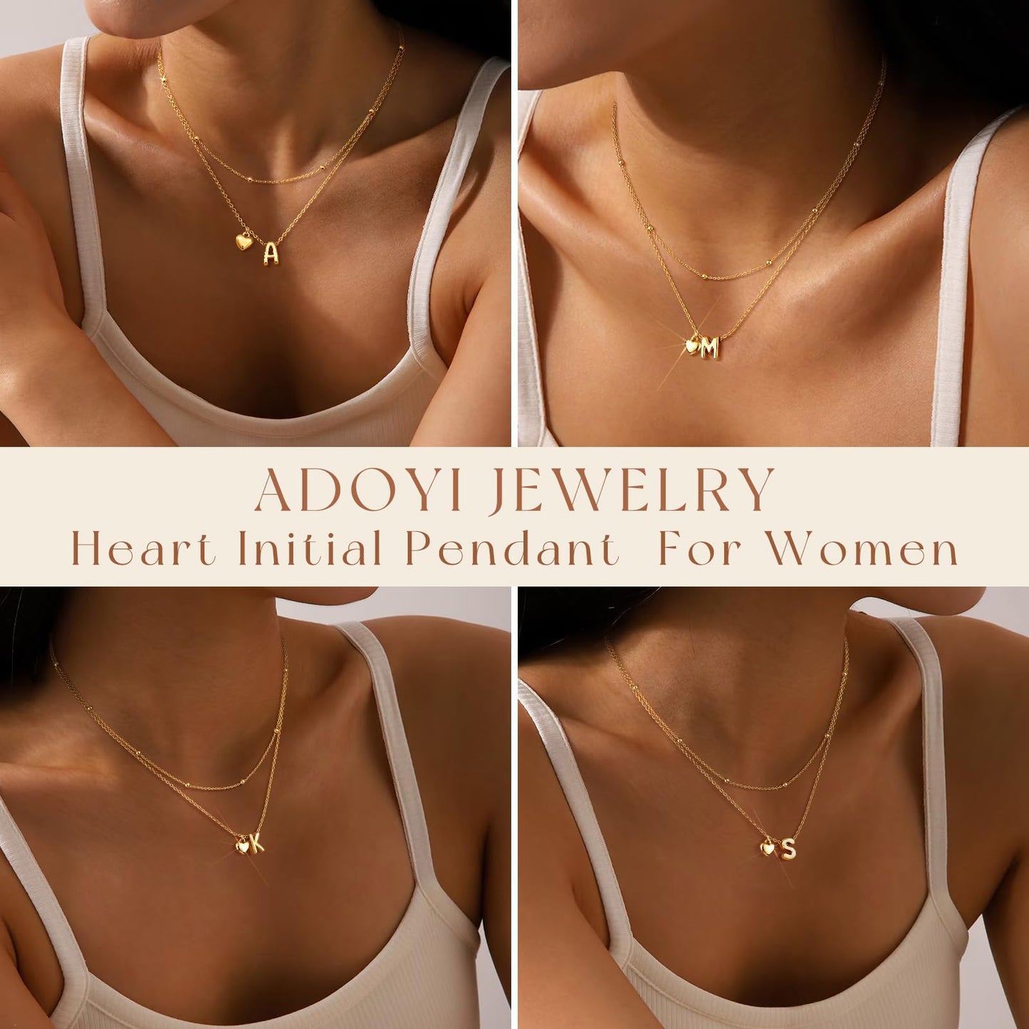 adoyi Gold Heart Initial Necklaces for Women Hers Dainty 14K Gold Plated Heart Layered Letter P Pendant Necklace Stack Trendy Jewelry Birthday Valentines Gifts for Women Jewelry