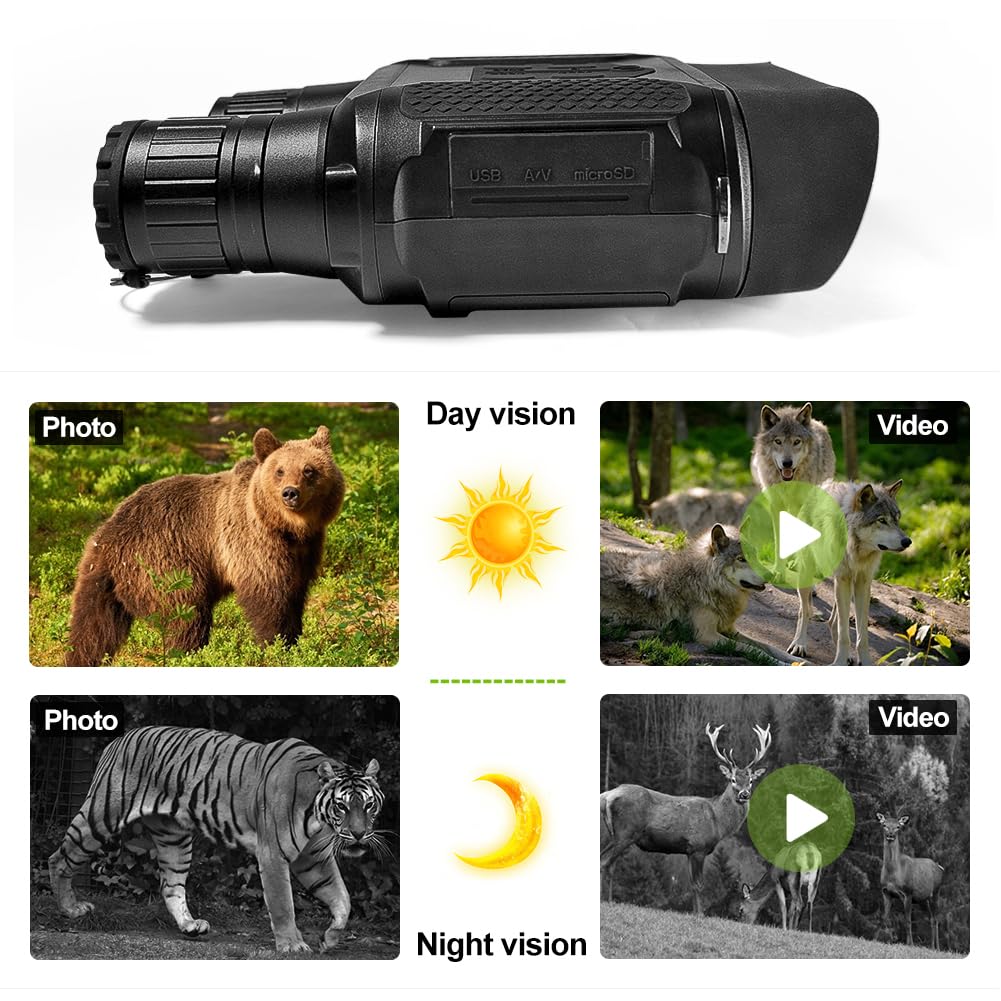 Bestguarder Digital Night Vision Binoculars Day Night use with Camera & Camcorder Function Takes Photo & Video from 400m/1300ft for Camping Farm Monitor Night Vision Goggles
