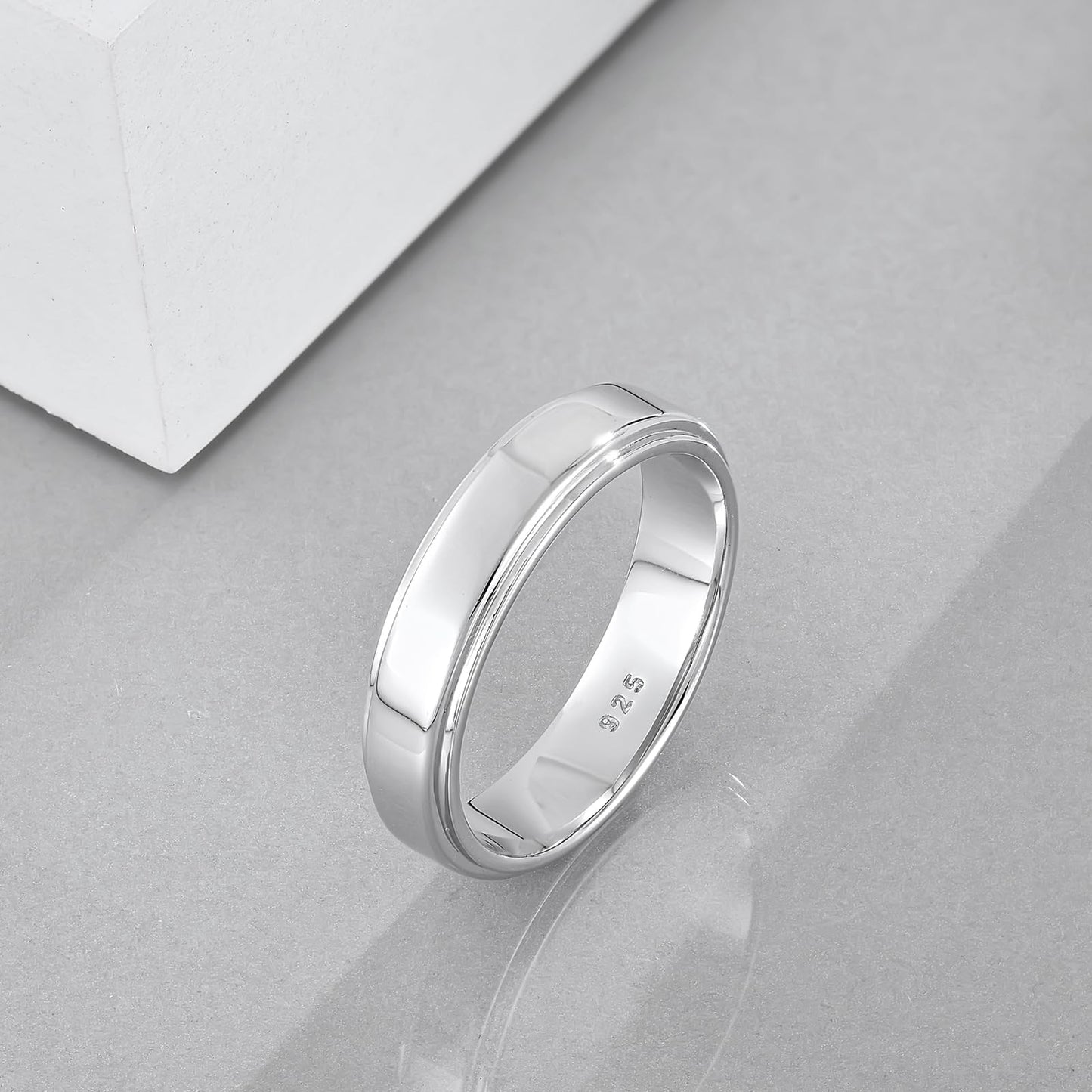 STARCHENIE 5mm Wedding Band Ring, 925 Sterling Silver Comfort Fit, Classic Style, Sizes 9