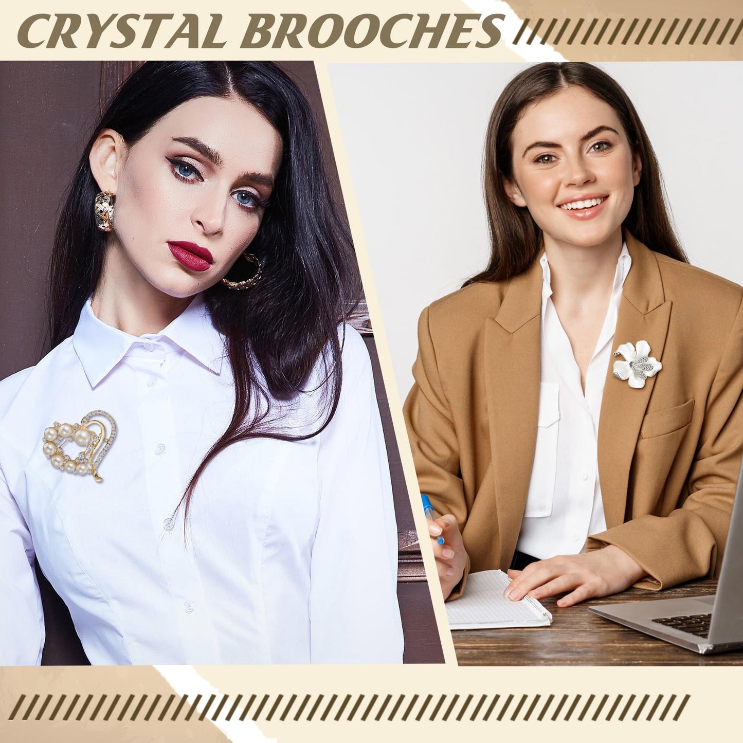 Loetere 10 Pcs Brooches for Women Pearl Rhinestone Butterfly Bouquet Brooch Pin Bulk Elegant Crystal Lily Flower Pin Gifts for Wedding Bridal Dress Corsage Coats Jackets Sweaters Clothing Accessories