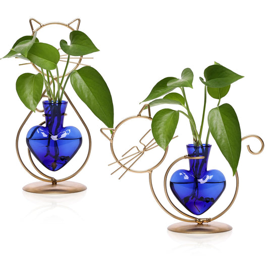 Plant Terrarium Plants Propagation Station Cat Lover Gifts for Women Home Office Decor Cat Desk Accessories