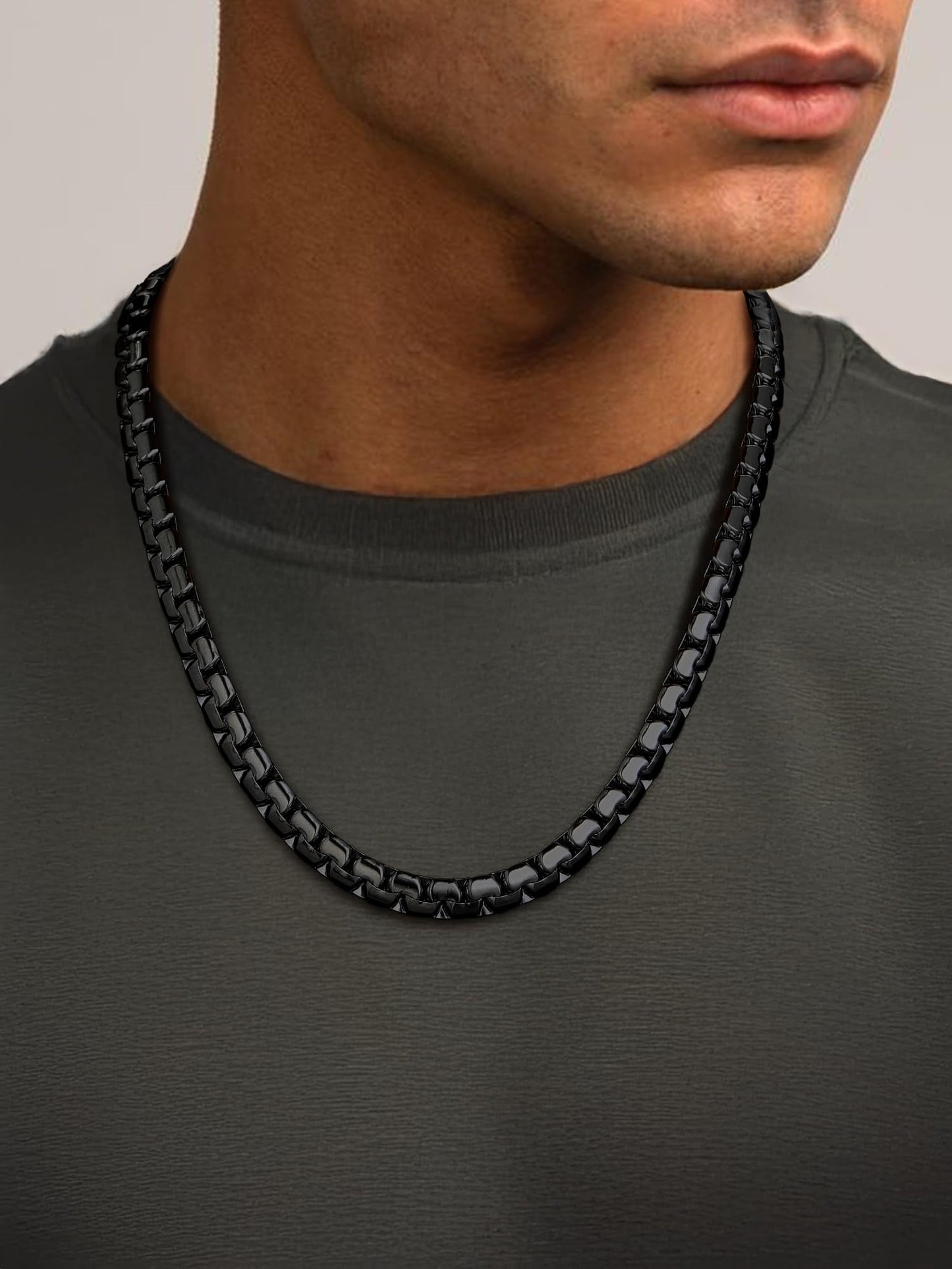 PROSTEEL Mens Chain Black Stainless Steel Necklace Tarnish-Resistant 8mm Thick Hip Pop Chain for Men Jewelry