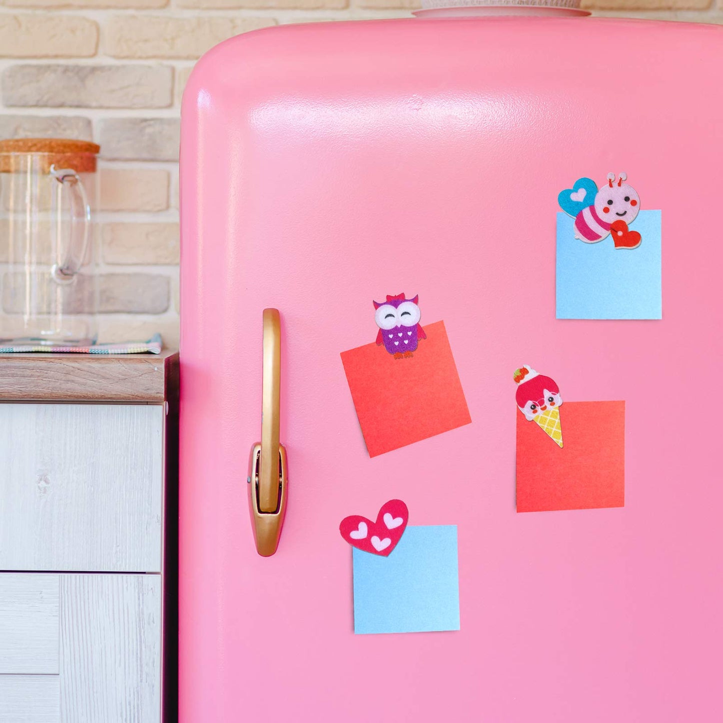 Winlyn Assorted Valentine's Day Stickers Embellishments Craft Smile Face Heart Cupcake Owl Sweet Shaped Cutouts Glitter Heart Felt Foam Stickers Easy to Peel Off for Kids Scrapbooking Cards Decoration