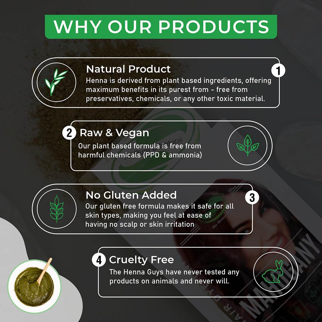 1 Pack Of Mahogany Henna Hair & Beard Color/Dye 100 Grams - Natural Hair Color, Plant-based Hair Dye - The Henna Guys