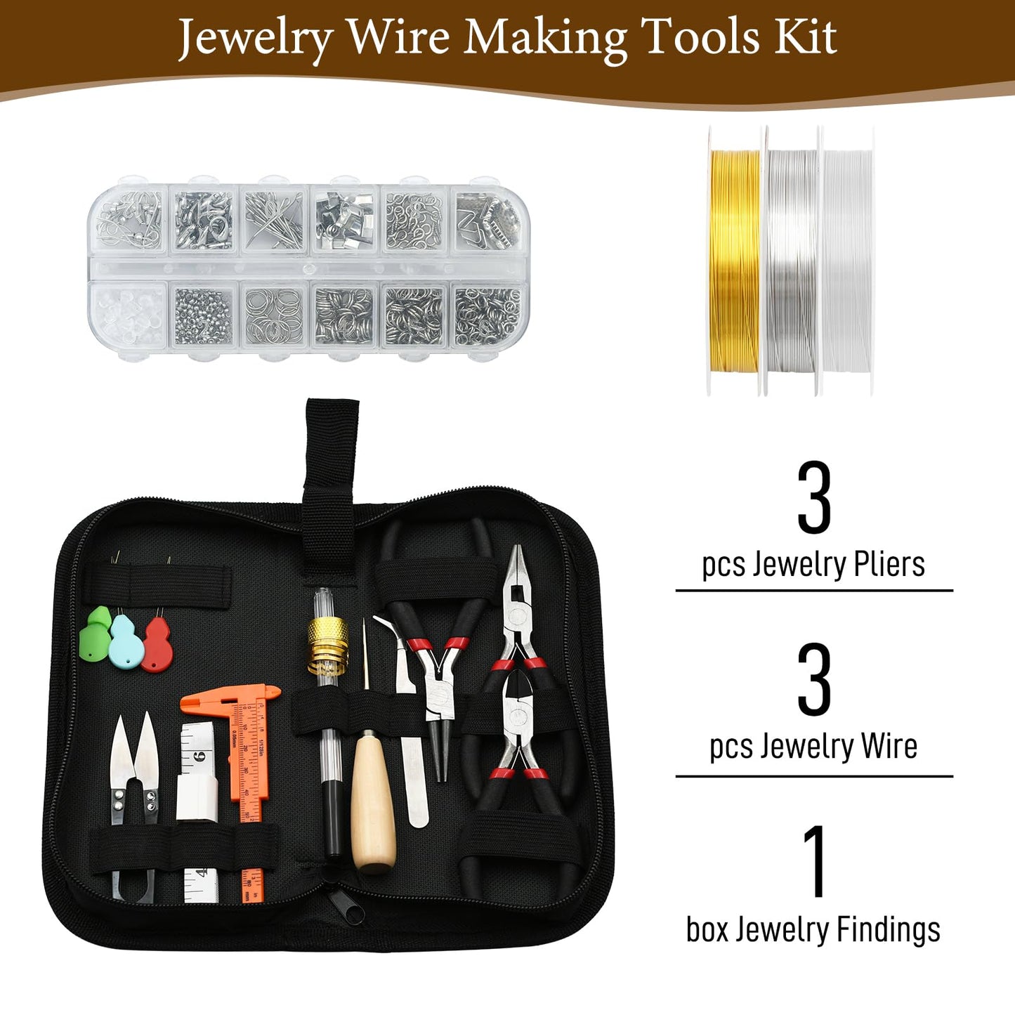LYFJXX Jewelry Making Supplies Kit with Jewelry Pliers, Jewelry Wires and Jewelry Findings for DIY