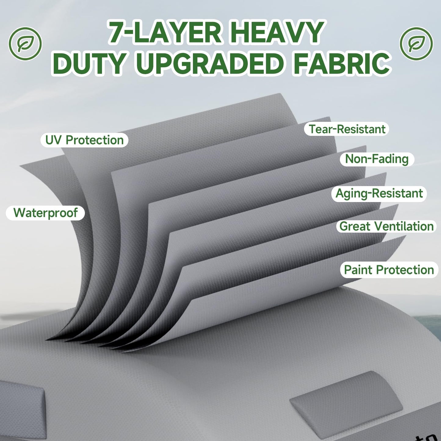 Umbrauto Teardrop Travel Trailer Cover Fits 10'-12' Trailers, 7 Layers Top Heavy Duty Waterproof Camper Cover with Windproof Strap for R-Pod Trailers, Clamshell Trailers
