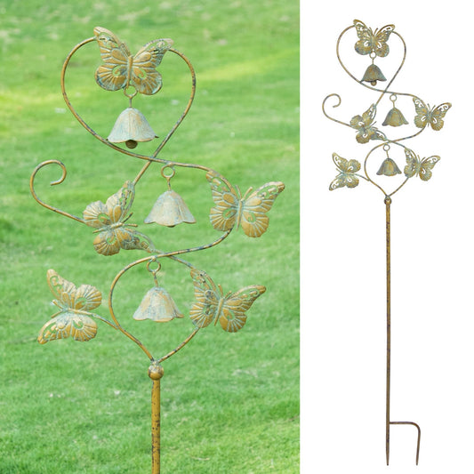 AIHAOKAN Butterflies Garden Stakes with Bells - Decorative Outdoor Yard Art, Decorative Garden Stakes for Outside Garden, Patio, Flower Bed, Pathway.