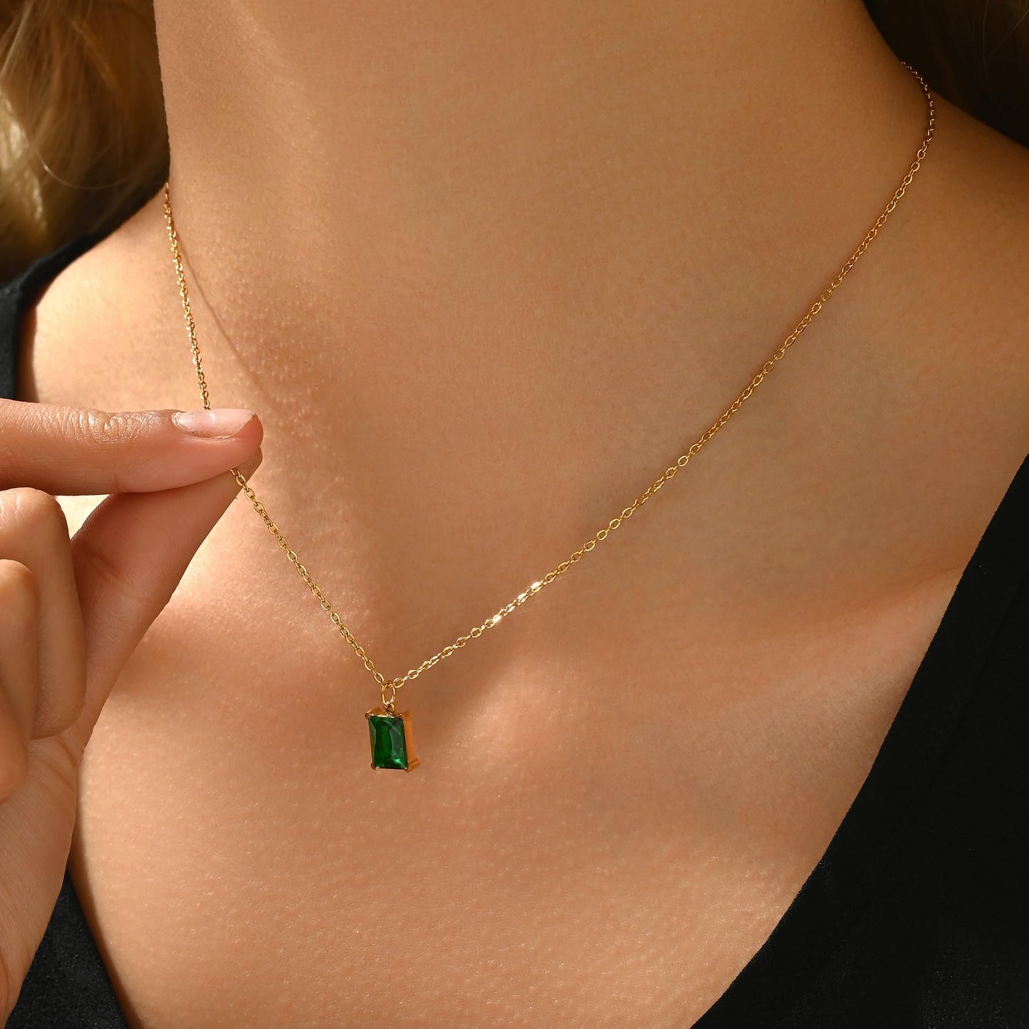 Jewigo Cubic Zirconia Necklaces for Women 18K Gold Plated Tear drop Necklace Dainty Layered CZ Lariat Diamond Necklace