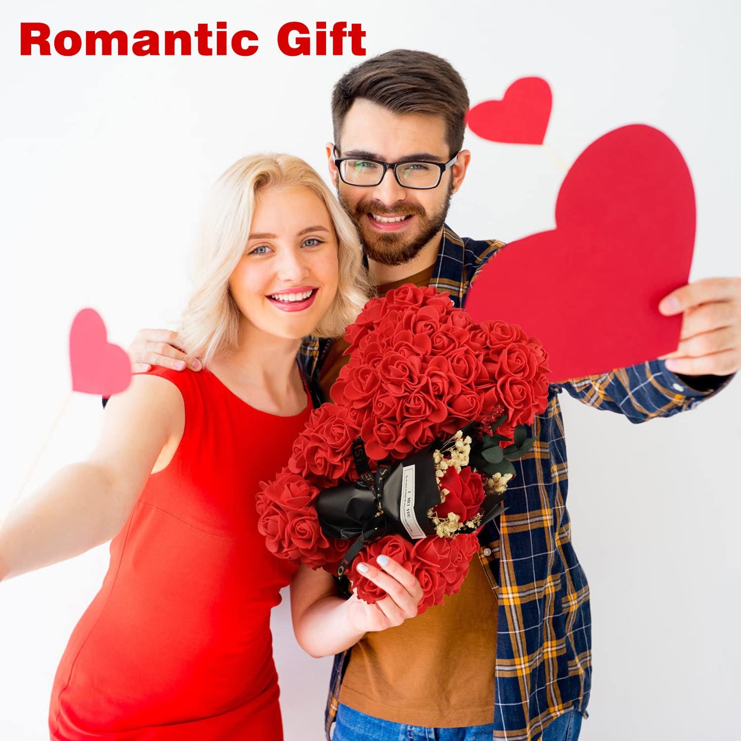 Mothers Day Rose Bear Gifts for Mom - Romantic Forever Preserved Roses Floral Teddy Bear Rose Bear, Eternal Love Keepsake Gifts for Girlfriend/Wife - Anniversary & Birthday Gifts for Women