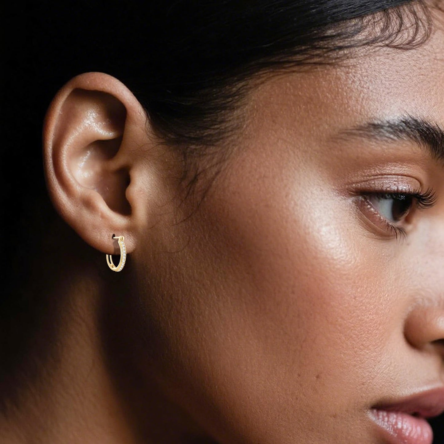 14K Gold Hoop Earrings for Women Small Trendy Womens Gold Hoops Earring with Cubic Zirconia Hypoallergenic 14mm