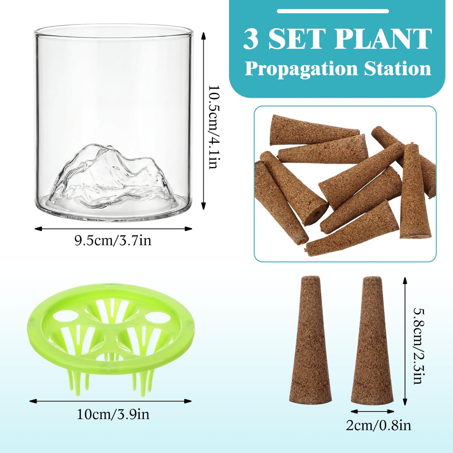 Ferrochef 3 Sets Hydroponic Planter Pot Kit Plant Propagation Station Vase Terrarium Glass Planter Indoor Self Watering Planters Herb Garden Kit for Seed Starting Root Monitoring Garden