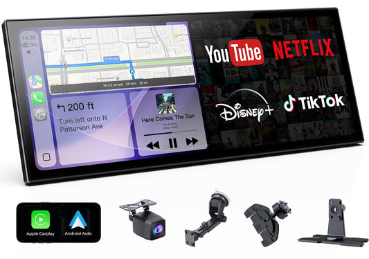 Wonsidary 11.26" Wireless CarPlay Screen for Car,Portable CarPlay & Android Auto Screen,1080P Backup Camera,Split-Screen,Dual Bluetooth,Navigation & Voice Control,Support OTA,for All Vehicles