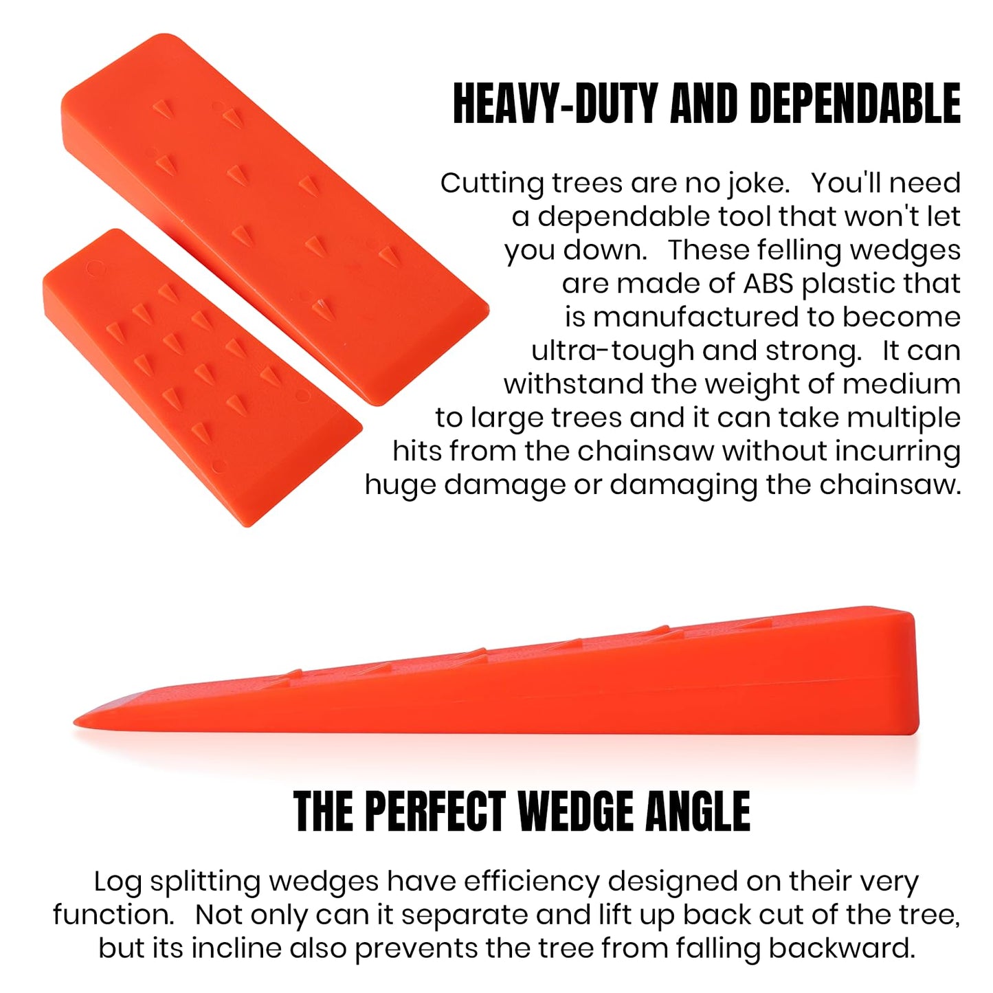 6 Pack Tree Felling Wedges with Spikes for Safe Tree Cutting – 3 Each of 8” and 5.5” Wedges with Storage Bag; 6 Felling Dogs to Guide Trees Stabilize and Safely to Ground for Loggers and Fallers