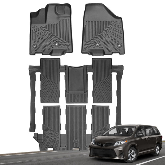 Floor Mats for Toyota Sienna 2013-2020 (NOT Limited & Premium), All Weather TPE Floor Liners Custom Fit Sienna Heavy Duty Car Accessories mat Set, Front & 2nd Row & 3rd Mat Odorless Anti Slip