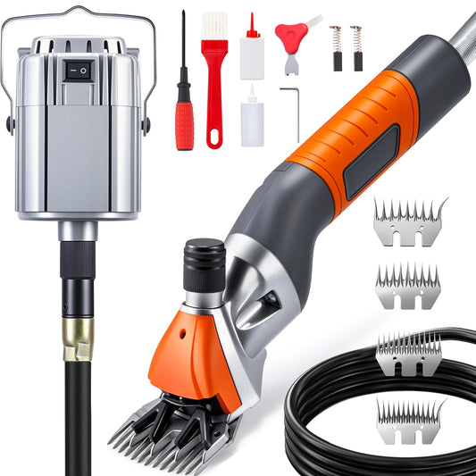 Luzrise Sheep Shears Professional 1000W 2800RPM Hanging Type Electric Sheep Clippers for Thick Coats, Livestock Shearing Machine with 13-Teeth High Carbon Steel Blades for Sheep, Goat, Cattle (Orange)
