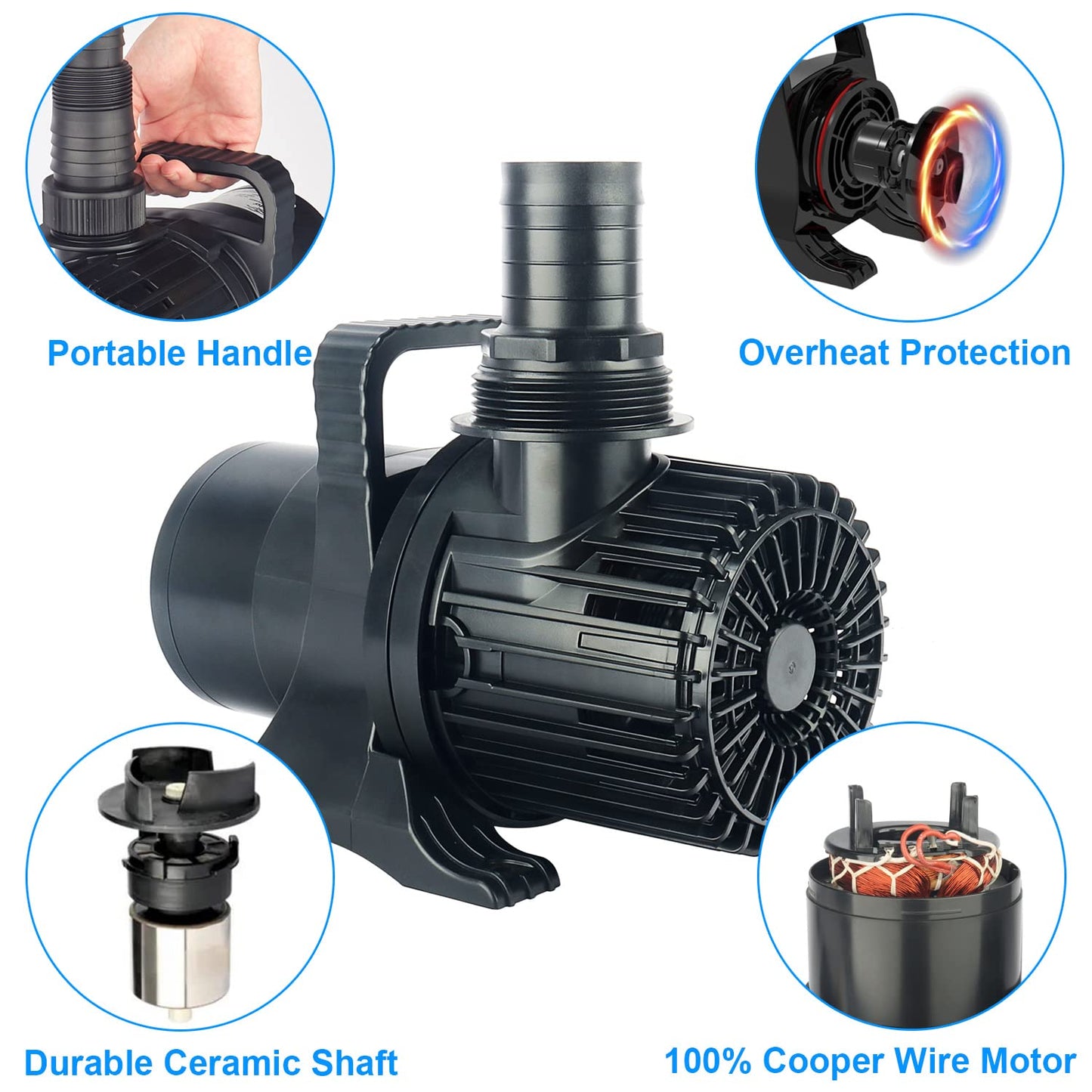 OYO WATER Outdoor Large 8300gph-520W 32.8FT Pond Water-fall & Kio Fish Fountain-s &Garden Pump Submersible IPX8: Long 32.8FT Cord Smart-er & Quieter Duck & Yard &Patio Ponds Pumps, 1 Barrier Pump Bag