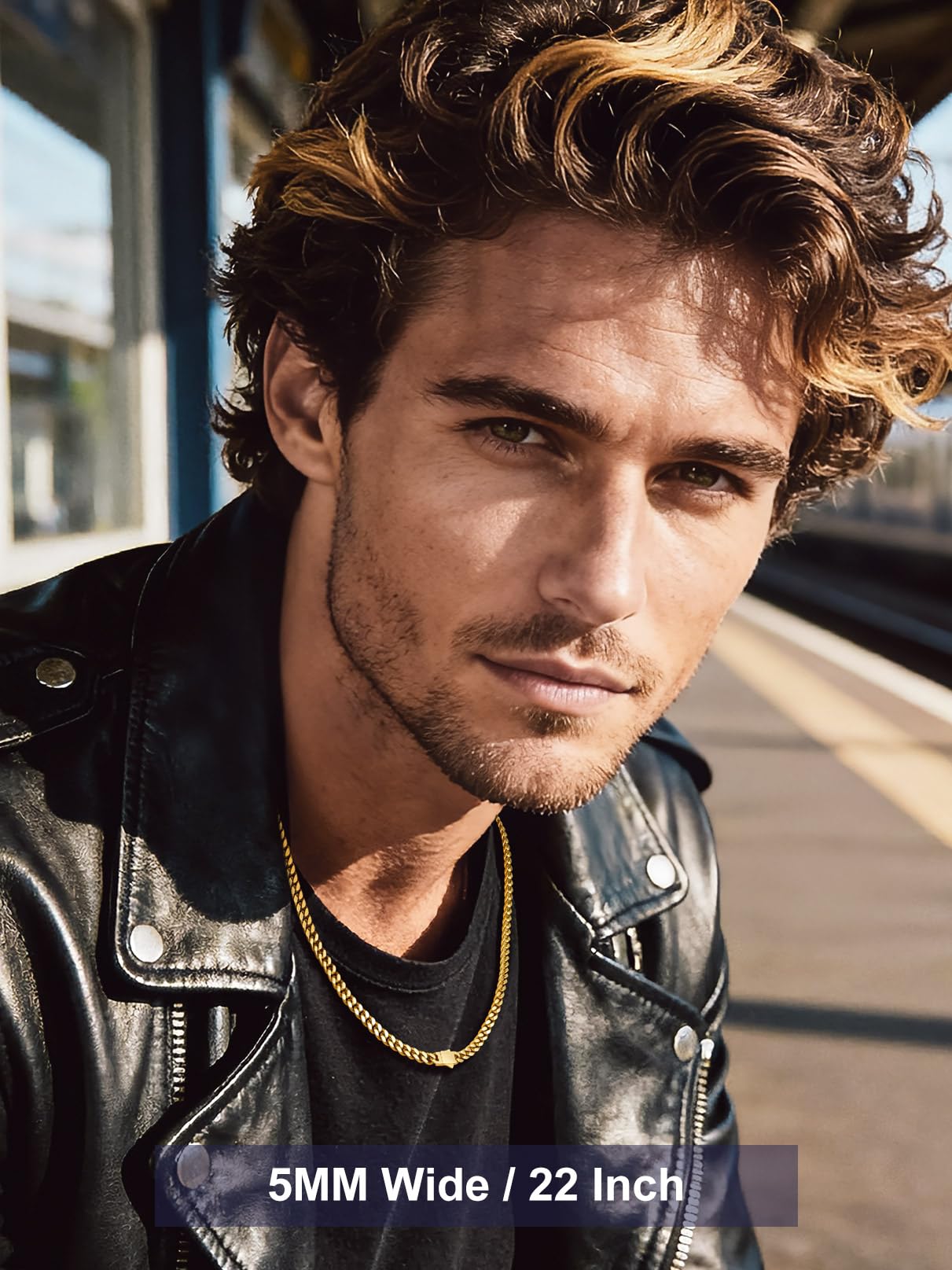 Bandmax Mens Gold Plated Cuban Chain Necklace 28 Inch 5MM Wide Miami Chain Hip Hop Link Chains 14K Gold Plated Chains for Men Women Biker Rapper Jewelry