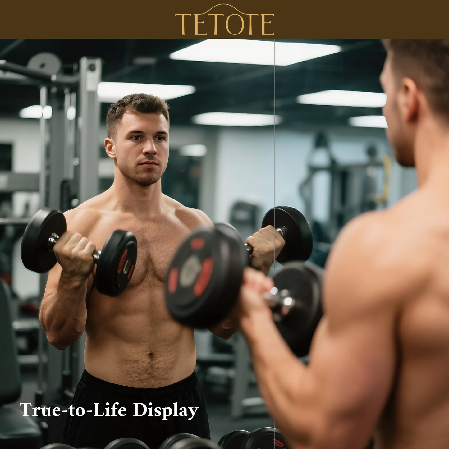 TETOTE Home Gym Mirror 48" x 24" x 2PCS, Large Full Body Mirror for Fitness, Yoga, Dance, Wall Mounted for Garage, Dance Studio, Bedroom, Oversized Frameless, 2 PCS
