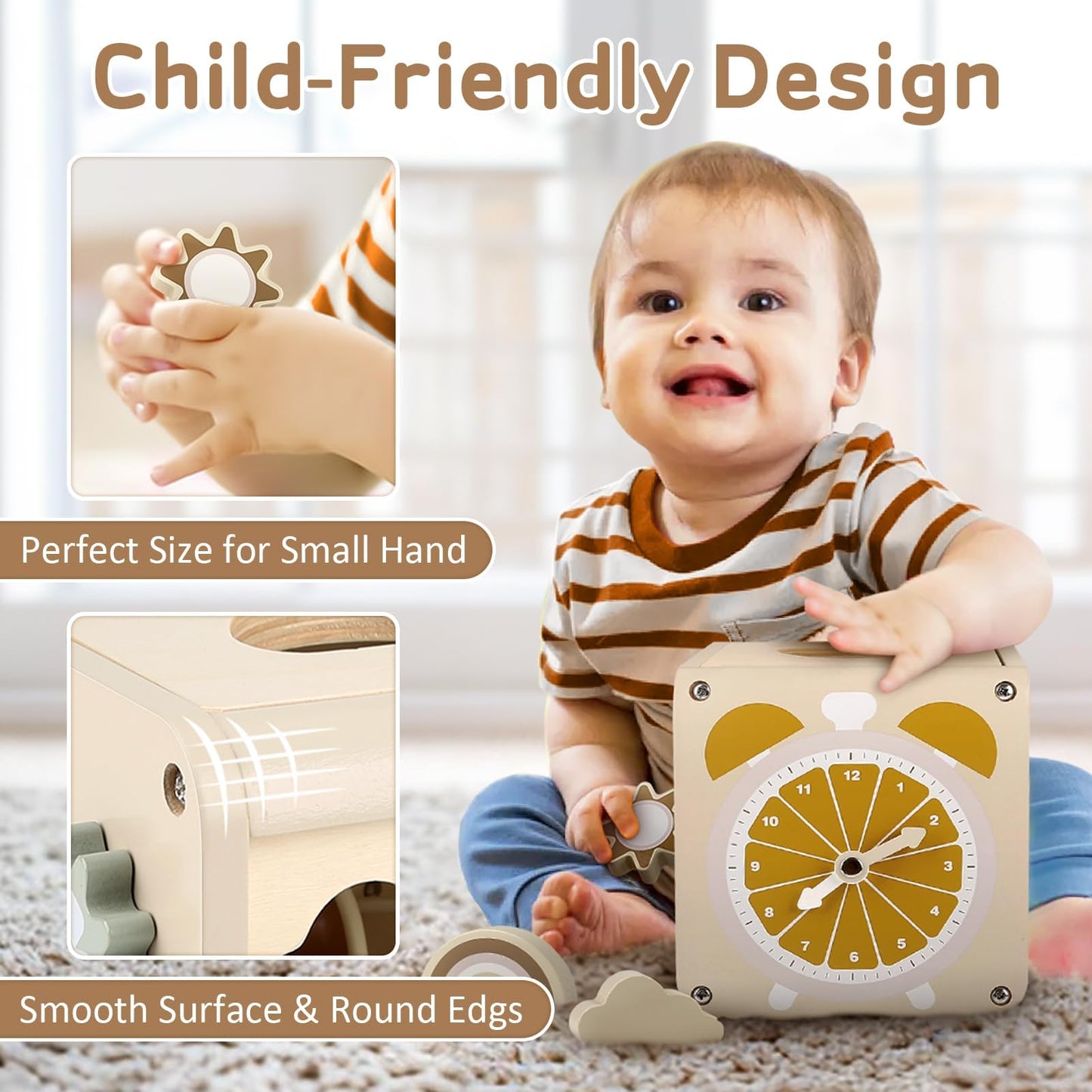 Vanplay Montessori Toys for 1+ Year Old Girls Boy Gifts, Wooden Sensory Activity Cube for Babies 12-18 Months, Learning Educational Toys 1 2 3 Year Old First Birthday Gifts for Toddler 1-3