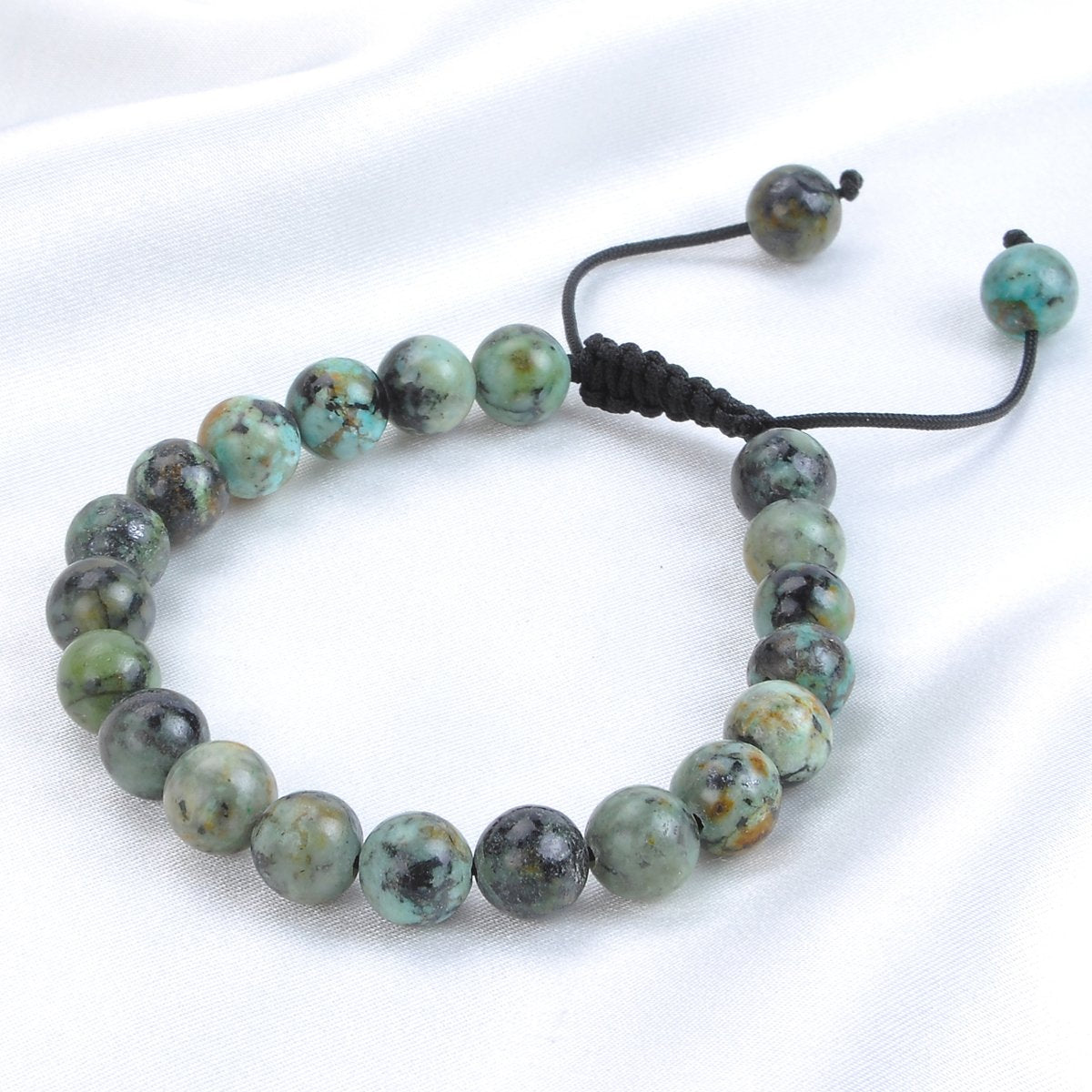 MASSIVE BEADS African Turquoise Bracelet, Wrist Mala Beads, Healing Crystals, Chakra Jewelry, New Beginnings - Emotional Balance - Personal Growth (African Turquoise, 8mm)