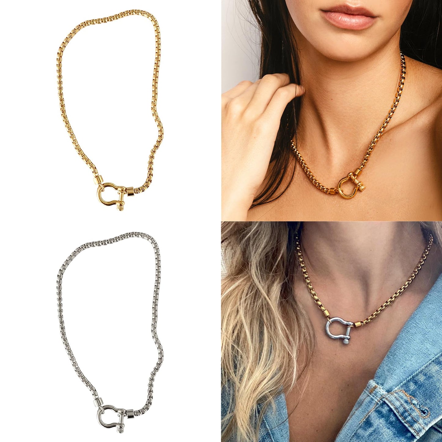 jiingekk Stainless Steel Carabiner Clasp Necklace Sturdy Versatile Fashion Accessory for Daily Wear and Travel Stylish Outfits