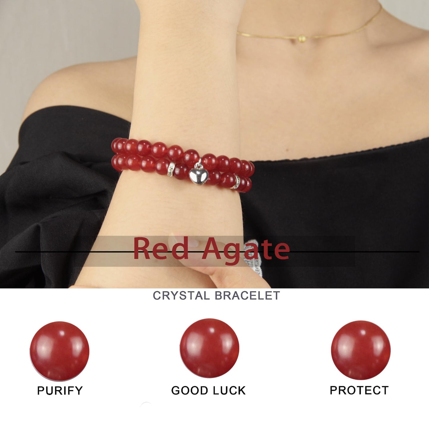 GDLKPYHS Healing Bracelets for Women - Carnelian Bracelet - Healing Prayers Crystal Bracelet, 8mm Natural Stone Stress Relief Yoga Beads Get Well Soon Gifts