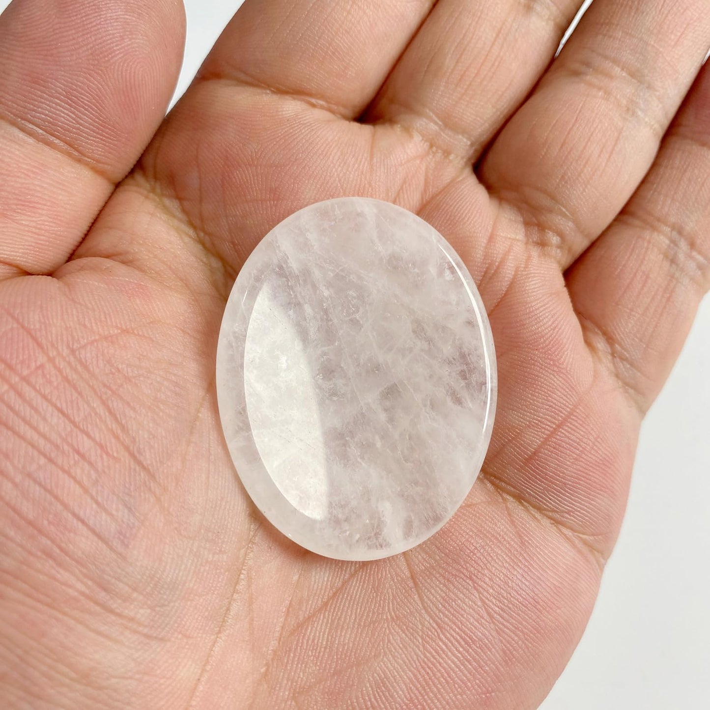 GolbalJew Clear Quartz Thumb Worry Stone for Anxiety Healing Crystals Sets, Hand Carved Crystals and Healing Stones, Meditation Crystal Reiki Natural Relax Palm Stone for Anxiety Therapy Relief