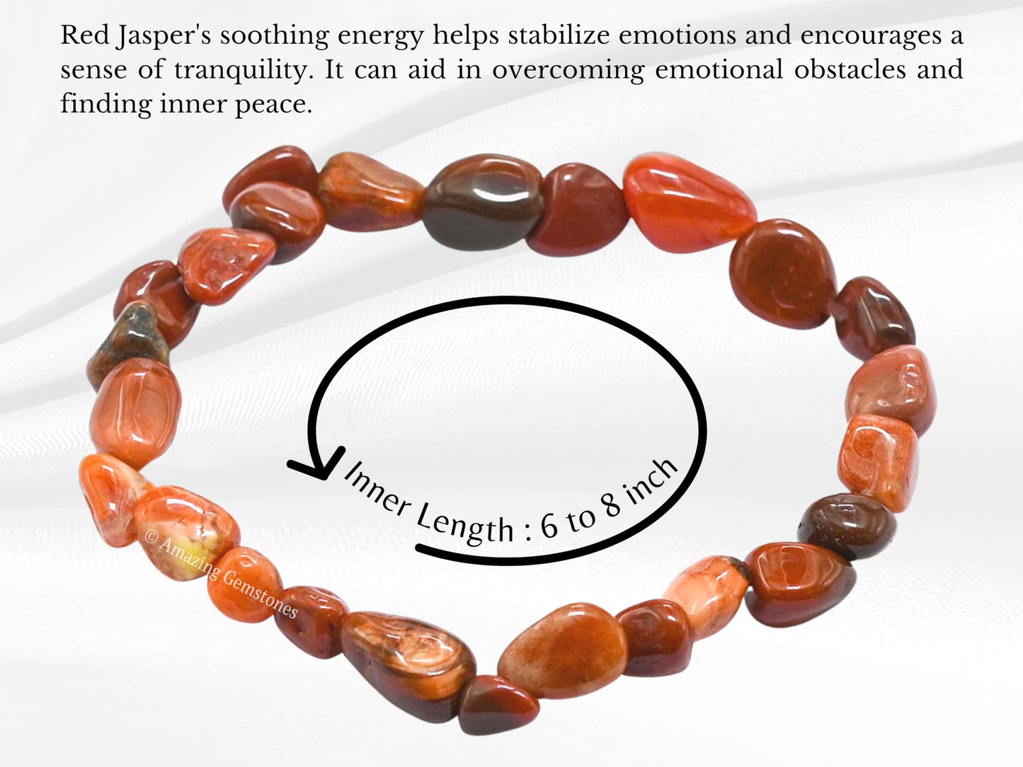 Amazing Gemstone Red Jasper Bracelet for Women Men's Gift - Chakra Protection Mens Bracelet - Red Jasper Crystal Tumbled Stone - Beaded Bracelet Pulseras Para Hombres Mujer Christmas Stocking Stuffer