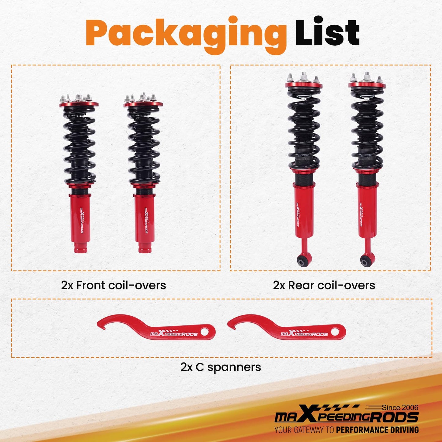 maXpeedingrods Coilovers for Honda Accord 1998-2002, for Acura TL 1999-2003, for Acura CL 2001-2003, Height Adjustable Coilovers Suspension Shock Absorber, Preset Damping Lowering Kit Red
