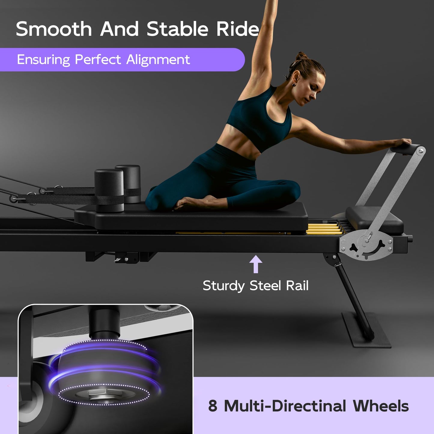 MU Pilates Reformer, Foldable Reformer Pilates Machine with Dual Resistance for Home Use and Gym Workout, Suitable for Advanced and Beginners Users (77.5" Standard Version)