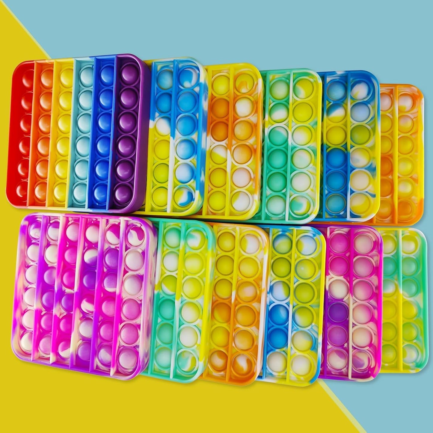 12 Pcs Pop Bubble Fidget Toys for Party Favors, Stress Relief Pressure Relieving Toys for Kids, Pop Bulk Toddler Toy for Birthday Christmas Valentine Gifts and Classroom Prizes